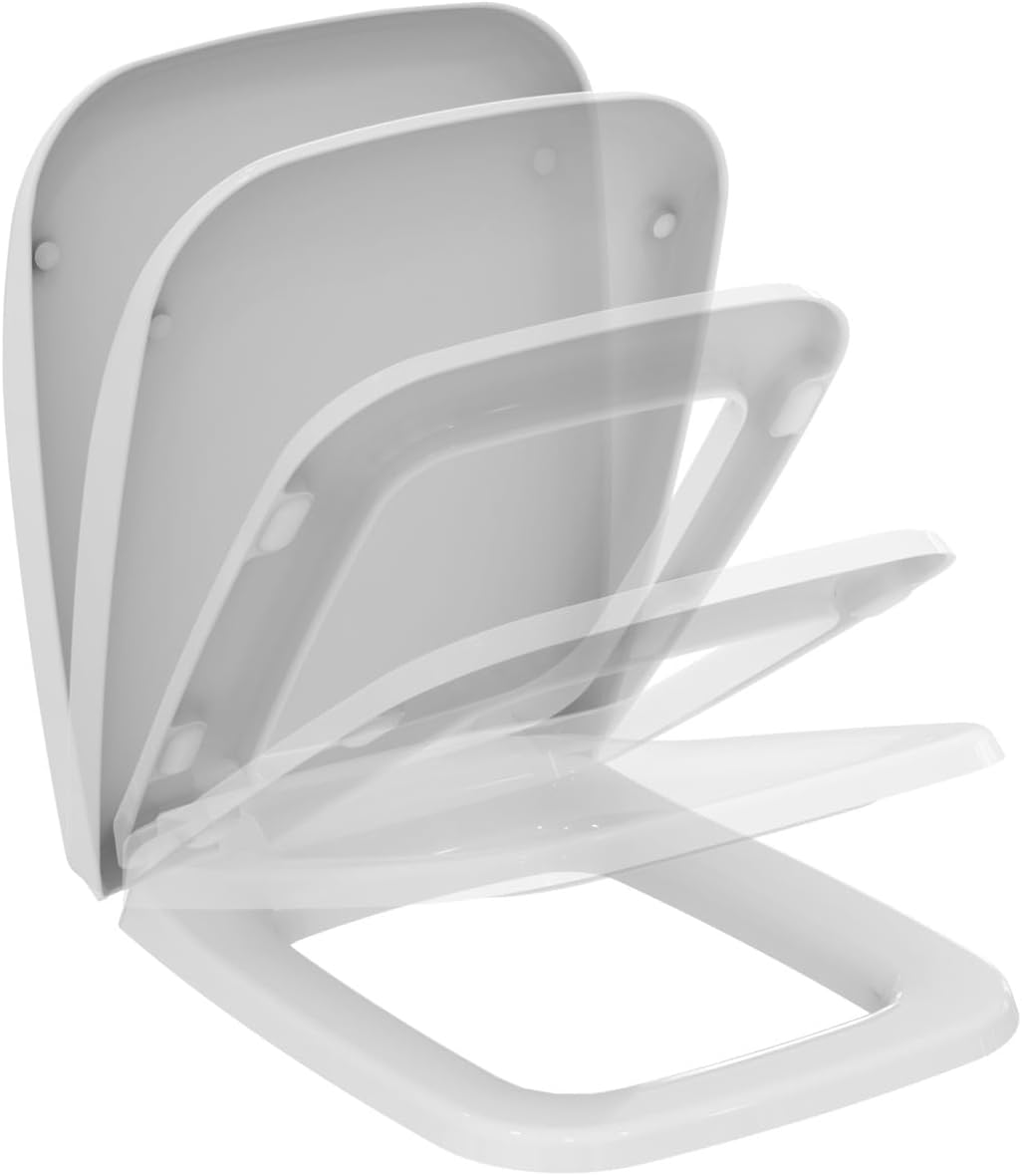 Ideal Standard T663801 Ventuno Angolo Toilet Seat Soft Close Hinges Stainless Steel White