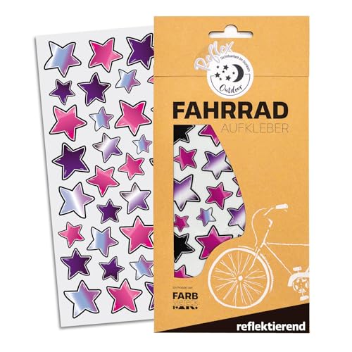 Farbviereck Fahrrad Aufkleber Mädchen rosa lila Sterne Stern Aufkleber als Fahrradaufkleber Sticker für Helm Roller Kinderwagen als Geschenk Stars bunt klein für Rahmen | R0006