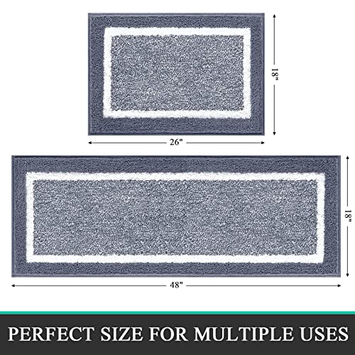Pauwer 2 Piece Non Slip Bath Mats, Absorbent Shower Rugs for Bathroom Floor, Tub and Shower
