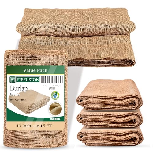 Burlap for Gardening 40 x 15 Feet - Multipurpose Natural Burlap Fabric - High Density Jute Fiber Suitable for Weed Barrier Frost Guard for Gardening Home Decorations and Crafts