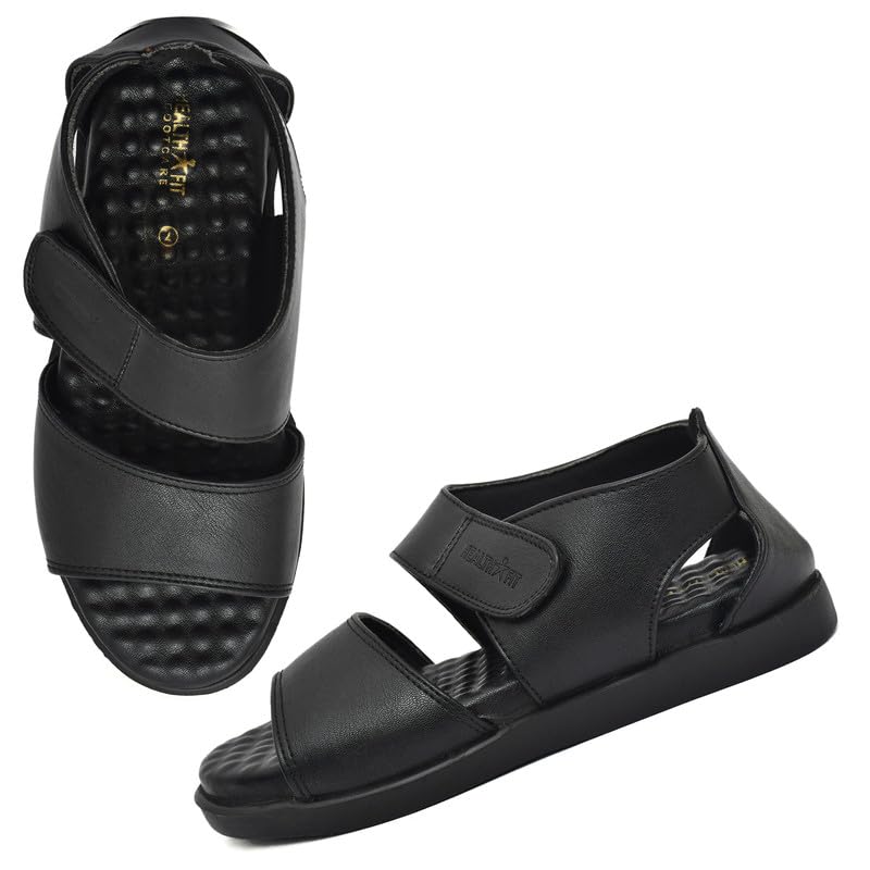 Image of HEALTH FIT Orthopedic & Diabetic Sandal Breathable & Adjustable Strap Sandals Dr Sandals Soft Sole Ultra-Lightweight Sandal for Men's 2021