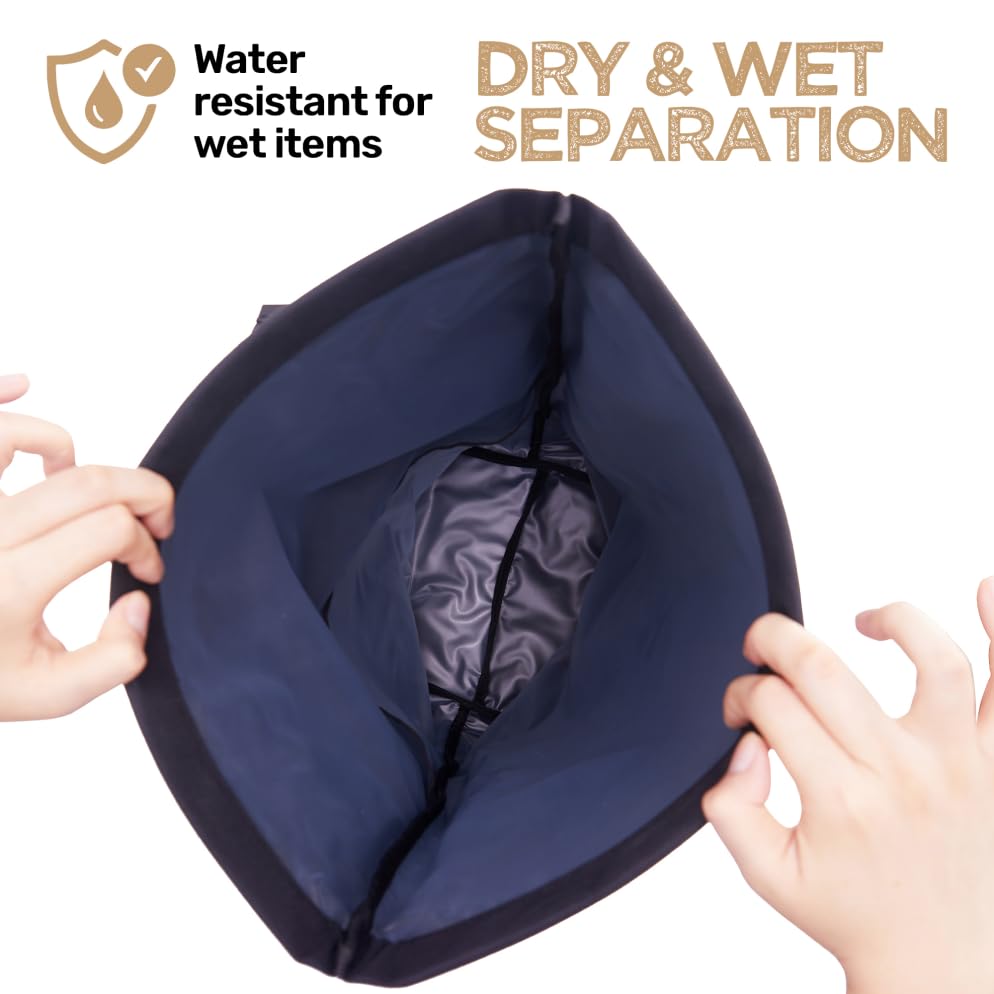 Image of Living in a Bubble Wet Dry Laundry Bag - Portable Waterproof Laundry Hamper for RV, Campervan & Travel - Foldable Clothes Organizer with Separate Wet & Dry Compartments