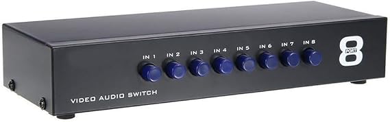 axGear AV Switch Box Composite Selector 8 Port RCA Audio Video 8 in 1 Out to TV