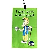 Giggle Golf I Play with A Stiff Shaft Golf Towel, Poker Chip, and Koozie | Funny Golf Towel