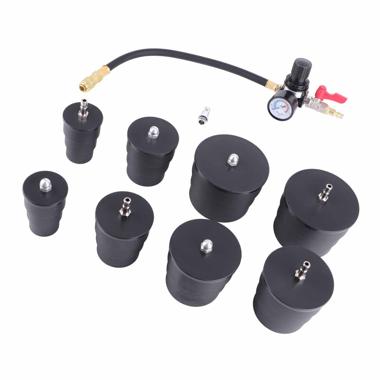 Kit de prueba de fugas de turbo de 9 piezas, probador de fugas de turbocompresor con manómetro, kit de prueba de fugas de presión de aire de 0 6 bar para la mayoría de vehículos