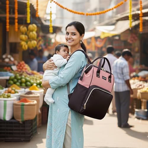 Image of MAMMA Diaper Bag for Mothers for Travel, Baby Bag for Mother Travel, Hospital Bag for Delivery Women, Baby Diaper Bag for Mom, 12 Pockets Diaper Bags for Mothers with 9 Months Warranty