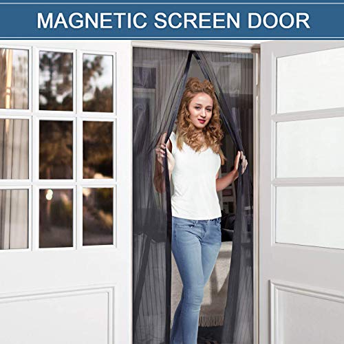 Preisvergleich Produktbild Flei Fliegengitter balkontür, Magnetischer Fliegenvorhang Moskitonetz, Auto geschlossen, faltbar, for Türen / Patio - Schwarz 190x195cm(74x76inch)