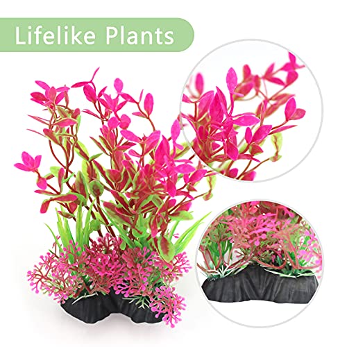 SONGWAY Fish Tank Plastic Plants - 4 Pack Aquarium Decorations, Lifelike Plastic Decor Fish Tank Plants, Artificial Aquatic Plants, Simulate Plants and Aquarium Landscape Vividly, 6-inch Colorful