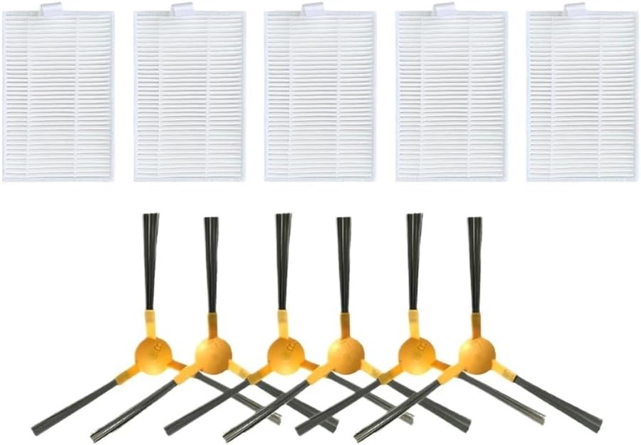 Accessories Compatible with ABIR X5 / X6 / X8 Genio Navi N600 Robotic Vacuum Cleaner 3-Arms Side Brush Hepa Filter Replacement Spare Parts(Set L)