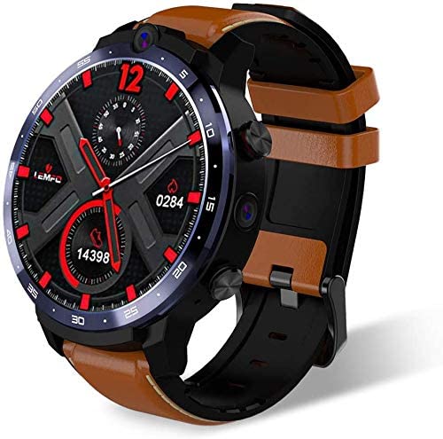 BSLHLS Hombres Mujeres IP67 a Prueba de Agua 500W 800W Cámara Doble 4G SmartWatch GPS Reconocimiento 3GB 32GB Pantalla de 1.6 Pulgadas SmartWatch / 6256(Brown)