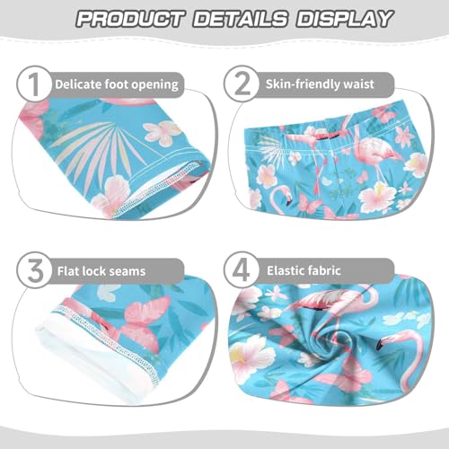 Wusikd Pink Flamingos Girls' Leggings Toddler Doodles Butterflies Flowers Kids Yoga Pants Dance Active Tights 4T3