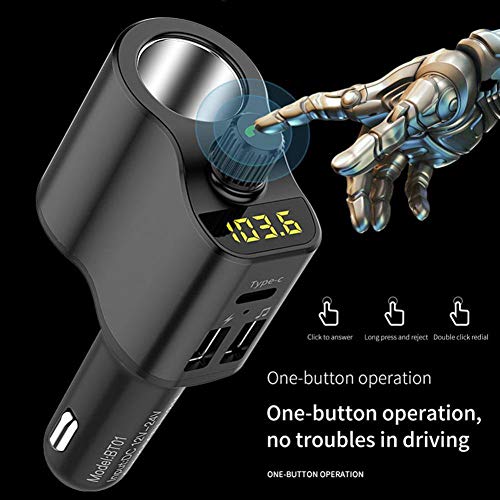 Bluetooth FM Transmitter for Car, Wireless Bluetooth 5.0 in-Car Radio Adapter Car Kit with Handsfree Calling, 2 USB Ports, LED Display, Support TF Card, U-Disk, AUX Output