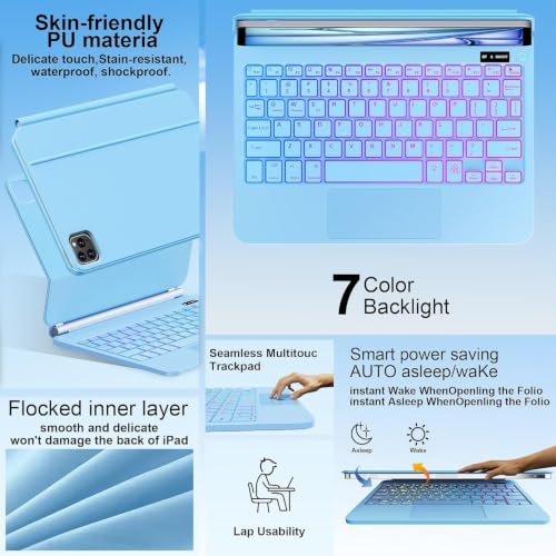 Image of for iPad Air 11 inch Case with Keyboard (M4 /M3 /M2,2026 /2025 /2024), iPad Pro 11 (4th /3rd /2nd /1st Gen) & Air 5 /4th,Magic-Style Magnetic Case Keyboard with Backlight, Multi-Touch Trackpad