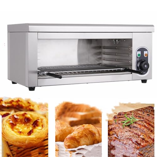 2000W Countertop Salamander Broiler, Commercial Electric Cheese Melter Cheesemelter Grill with 122-572°F Adjustable Temp & 4 Height, Cheesemelter Broiler, Stainless Steel Toaster Oven for Restaurant