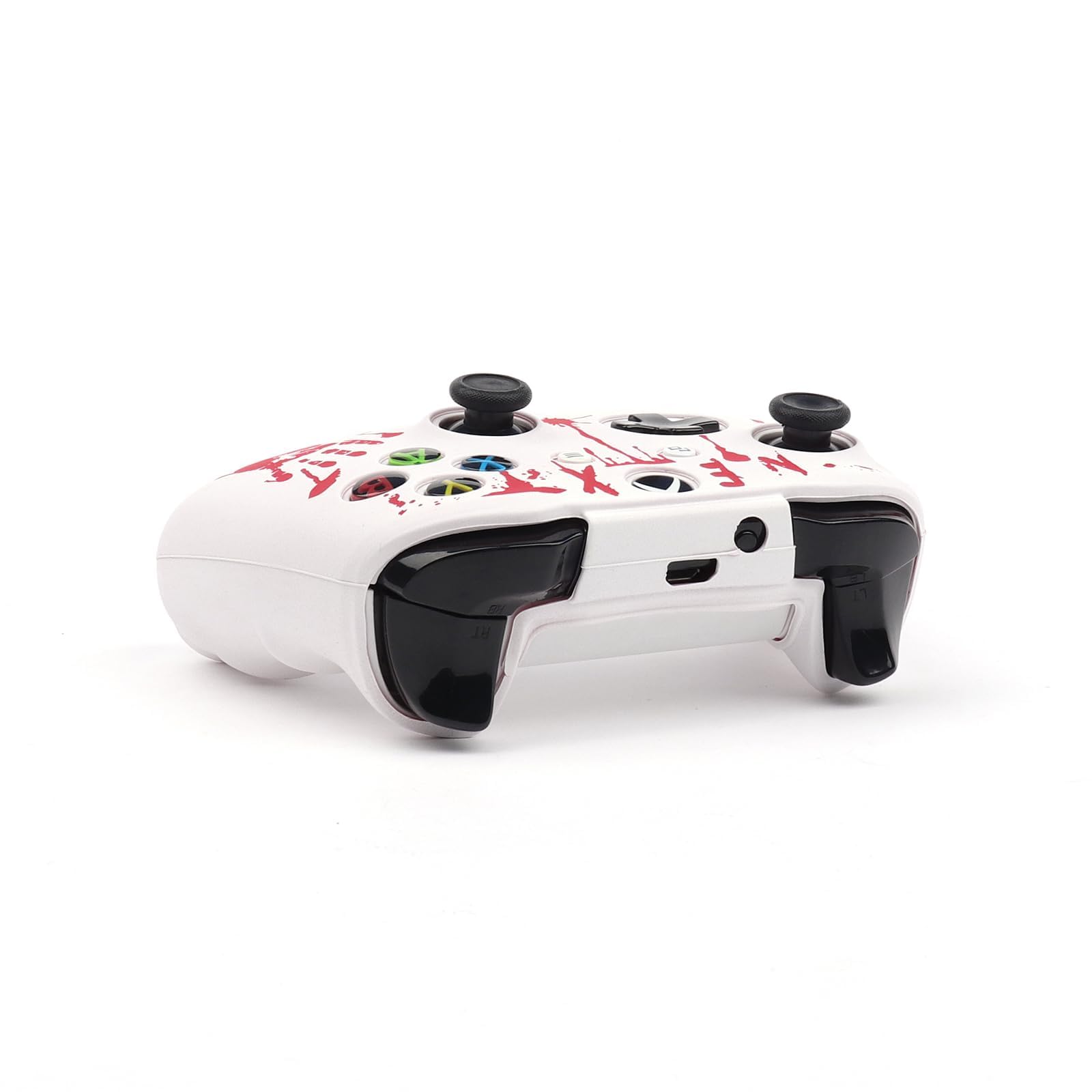 RALAN Laser Blood Handprint Design Controller Skin mit 4 Daumen Griffe für Xbox One, Anti-Rutsch-Silikon-Controller-Abdeckung Schutzhülle kompatibel für Xbox One S/X Gamepad Joystick