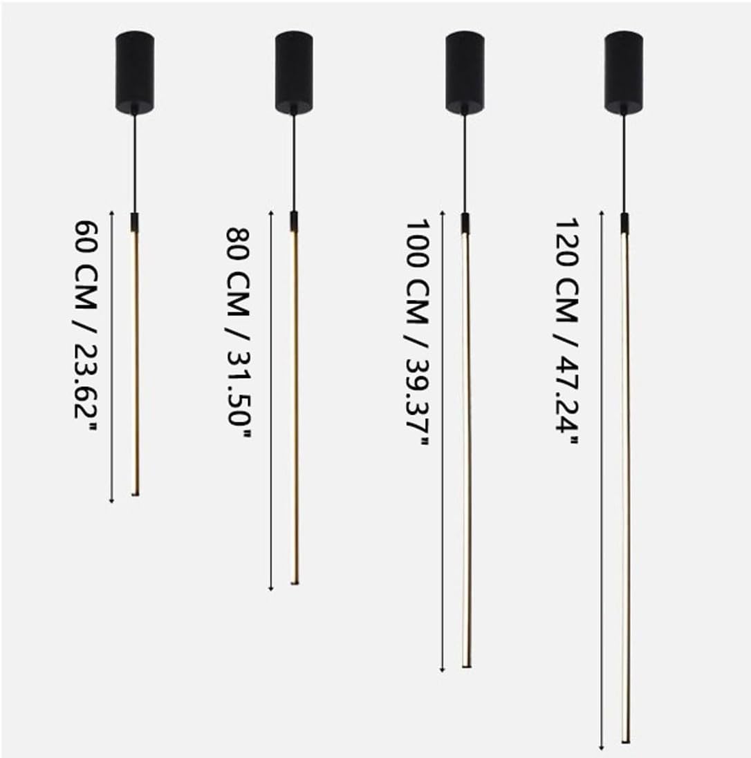 Adjustable 120cm Simple Black Linear LED Bar Light, Thin Tube Design, Ideal for Bedside, Kitchen Island, and Counter Lighting, Modern Home Decor