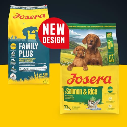 JOSERA Family Plus (1 x 12,5 kg) | Puppy | Premium Trockenfutter für trächtige/säugende Hündinnen & Welpen | Lachs & Geflügel | Optimale Versorgung mit Enegie & L-Carnitin | weizenfrei| 1er Pack