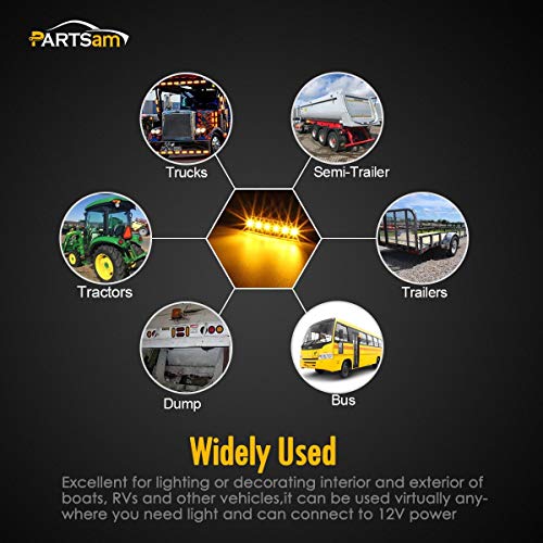 Partsam 5Pcs 3.8" Thin Amber Led Side Marker Clearance Indicator Lights 6 Led Smoke Lens Waterproof 12V Trailer Lorry Van Bus Boat Marine Led Marker Lights For Trucks, Truck Rv Cab Marker Lights #TOP7