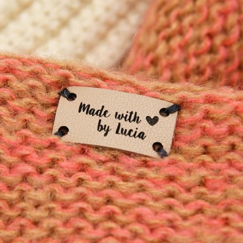 Etiquetas de cuero personalizadas para tus artículos hechos a mano con amor, 50 unidades