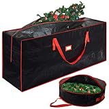 Christmas Tree Storage Bag Wreath Container - Heavy Duty Jumbo Large Waterproof Fits Up to 9ft Artif