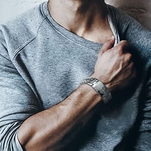 bahamut Mens Viking Odin Gungnir Stainless Steel Cool Cuban Chain Link Bracelet for Men,Norse Cuff Wristband Jewelry4