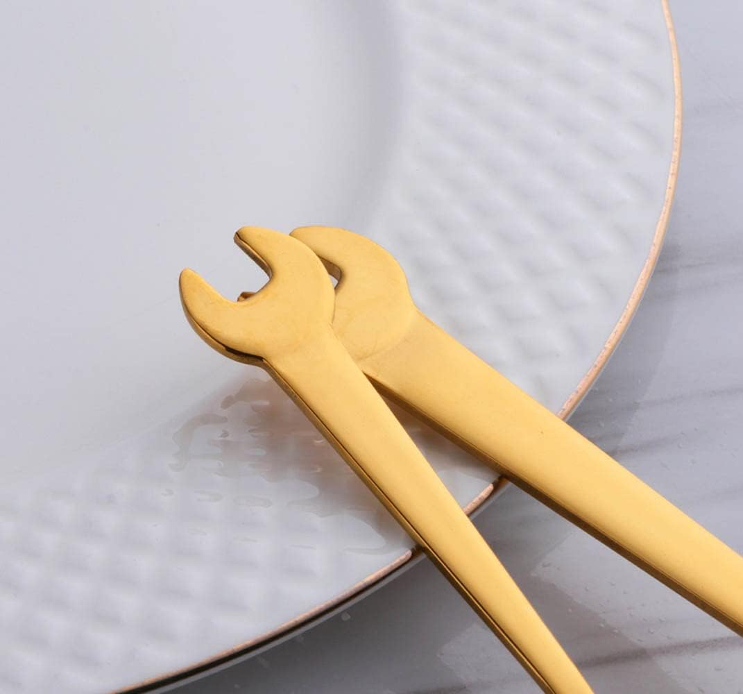 80-Piece Gold Silverware Set with Wrench Handle,Unique 1810 Stainless Steel Gold Plated Flatware Set for 16,Golden Forks and Spoons Wrench Handle Cutlery Set,Mirror Polished,Dishwasher Safe
