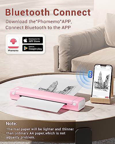 Image of Phomemo Portable Printers Wireless for Travel, M08F Thermal Bluetooth Printer Support for 8.5 inchx11 inch US Letter, Small Inkless Printer Compatible with iOS, Android, Laptop for Car, Office, Home