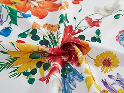 Yihomer Modern Bohemian Floral Fabric Tablecloth - Wrinkle Free Table Cloth For Spring Summer Decorations, Picnics And Dinner Parties - Indoor Outdoor, Stain And Water Resistant, 70 Inch Round #TOP6