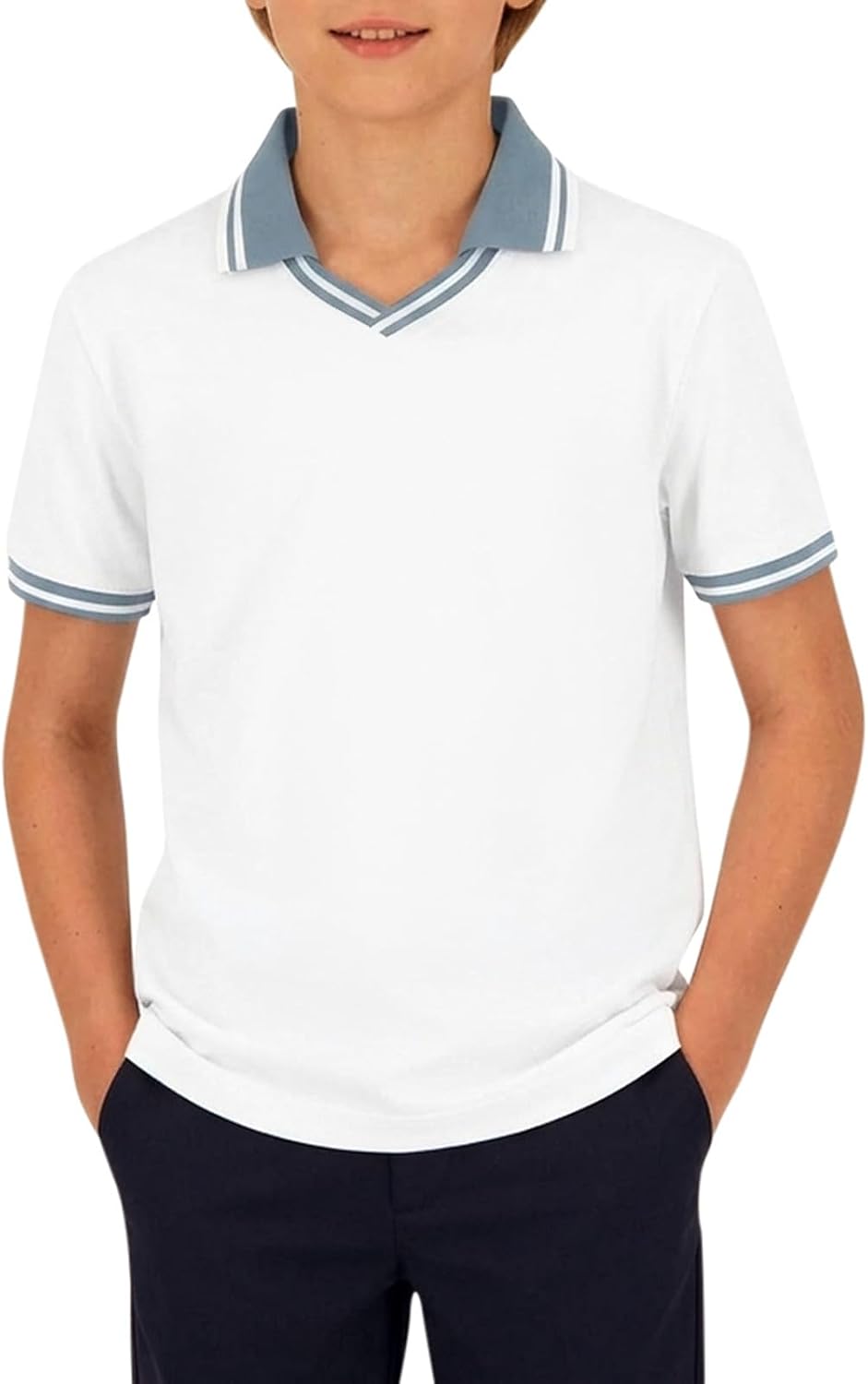 Boys' Performance Polo Shirt - Kids Short Sleeve Golf V Neck Collared School Uniform Shirts Casual Athletic Tops
