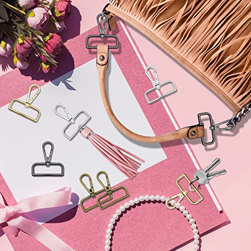 24Pcs 1 1/2 Inch Lobster Claw Swivel Clasps,Metal D Ring Swivel Snap Hooks Lobster Lanyard Clasp Clips Hook for Keychain Lanyard Jewelry DIY Crafts Purse Bag Making(4Colors,3.8cm Inside Diameter) by Ximalun - Image 3