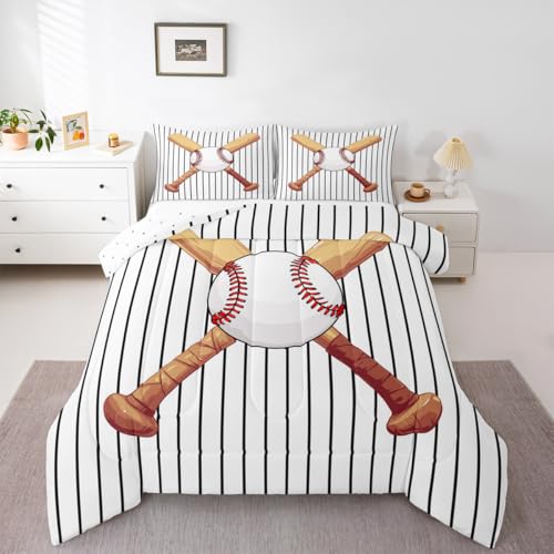 Image of Feelyou Baseball Comforter Set King Size Bedding Set for Kids Teens