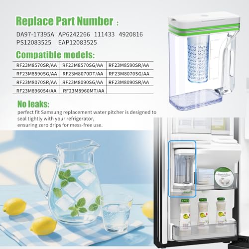 image for Vanshly Upgraded Refrigerator water Pitcher DA97-17395A Compatible Wit