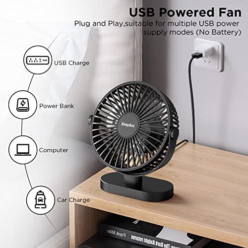 Easyacc 6.5 Inch Usb Desk Fan, Small Desk Fan [With Strong Airflow & 360°Adjustment & 3 Speeds & Quiet] Small Portable Desk Travel Fan Quiet For Home Office Bedroom Table Desktop Travel (No Battery) #TOP4