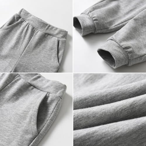 Image of Yanmucy 2PCS Little Toddler Boys Sweatsuit Cotton Plaid Hoodies Shirt Tops + Pants Kids Spring Fall Winter Clothing Set