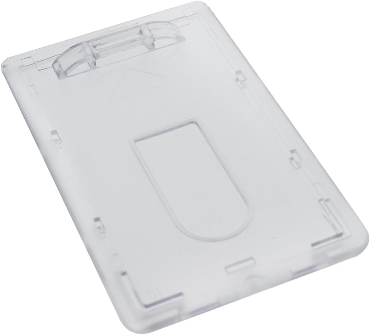 Bulk 50 Pack - Slim Heavy Duty Badge Holders - Hard Plastic Frosted Polycarbonate (Holds 1 Card) Rigid Top Load Single Card Case - Vertical Easy Access Thumb Slide & ID Protection by Specialist ID