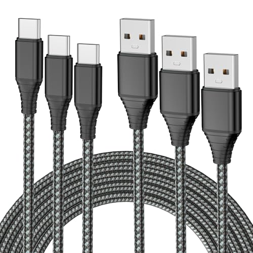 USB Type C Cable Fast Charging, 3pack 1M Premium Nylon Braided 3A Rapid Charger Quick Cord, Type C to A Cable Compatible for Samsung Galaxy S21 S20 S10 S9 S8 Plus, Note 20 10 9 8, LG V50 V40 G8（Black）