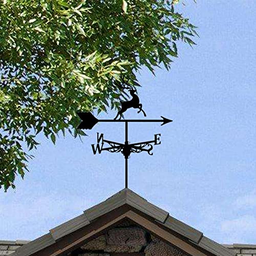 Ymlpre Metal Deer Weathervane Roof Install Wind Vane Rust Proof Spray Paint Wind Direction Indicator For Garden Patio Farm Barn Garage Fence Gazebo Outdoor Decorate #TOP5