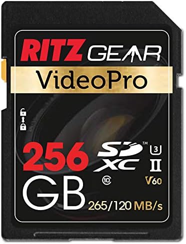Ritz Gear 256GB High-Speed SDXC UHS-II SD Card, C10, U3, V60, Full-HD & 8K Memory Card for DSLR, Cinema-Quality Video Cameras