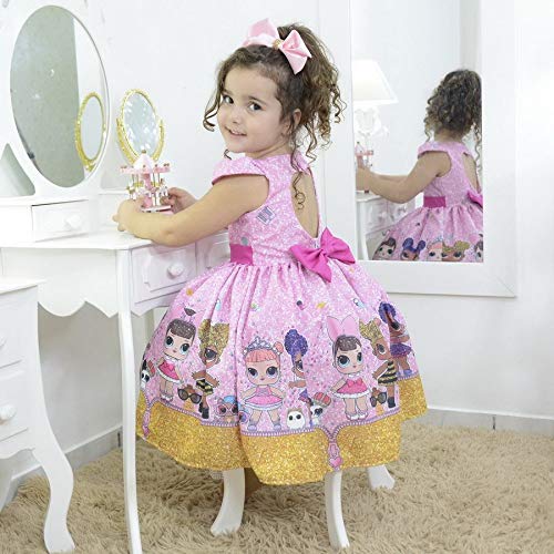 Vestido infantil mínis bonecas Lol surprise glitter confetti