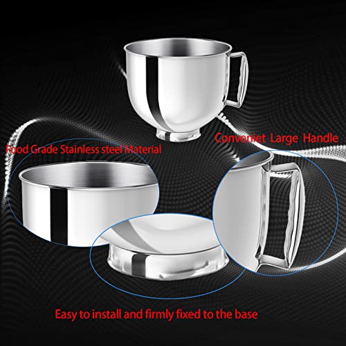 Stainless Steel Mixer Bowl Fit For Kitchenaid Artisan&Classic Series 4.5-5 Qt Tilt-Head Mixer, 5 Quart Mixing Bowl With Handle. #TOP4