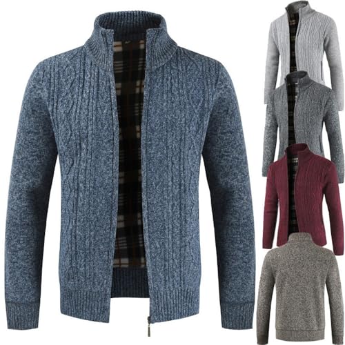 Men's Cardigan Sweaters Men's Stand Collar Cardigan Full Zip Long Sleeve Cardigan Sweater Overcoat3