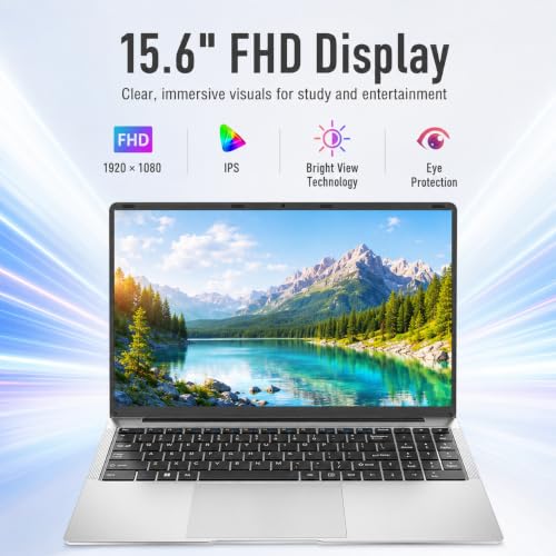 Image of 15.6 inch FHD IPS Laptop - 8GB RAM 256GB SSD, 4-Core Celeron N, Work Laptop Computer, USB 3.0, Win 11, Wi-Fi 5, BT5, Numpad, for Home Student and Business