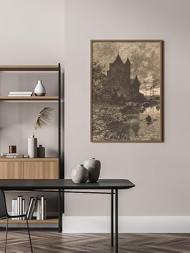 Miniatura 6 de Htdsks Pósteres de paisaje moderno Moody color oscuro, castillo Moody gótico, arte de pared, arte de pared retro casa encantada, impresiones oscuras