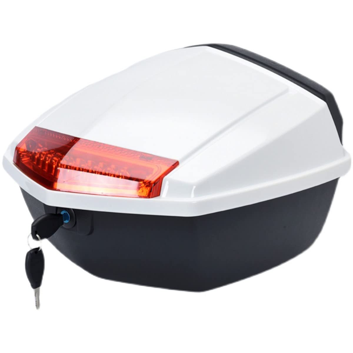 Monolock Baúl, 36 litros de Volumen, Baúl de Moto con Placa y Kit de Montaje, Impermeable Topcase UniversalCaja Superior(Blanca)