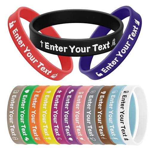 30-5000 Pcs, Custom Rubber Bracelets, Personalized Silicone Rubber Wristbands Bulk Customizable with Text/Logo/Message/Icon, Customize for Men,Women, Motivation Events Awareness Fundraisers Gifts