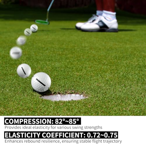 51GDorIJS7L. SL500  - Golf Practice Balls 12 Pack with 382 Dimple Design,High Compression 82-85&deg;,45.9g Solid Rubber,Durable & High Bounce, 250-255 Yard Distance,for Indoor/Outdoor Training and Driving Range Practice(White)