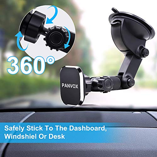 Panvox Magnetic Phone Car Mount, Universal Dashboard Windshield Car Phone Mount Holder With Upgraded 3.2" Suction Cup,8 Strong Magnets Compatible With Iphone 11 Pro X Xs Max Xr Galaxy Note10 S10 #TOP3