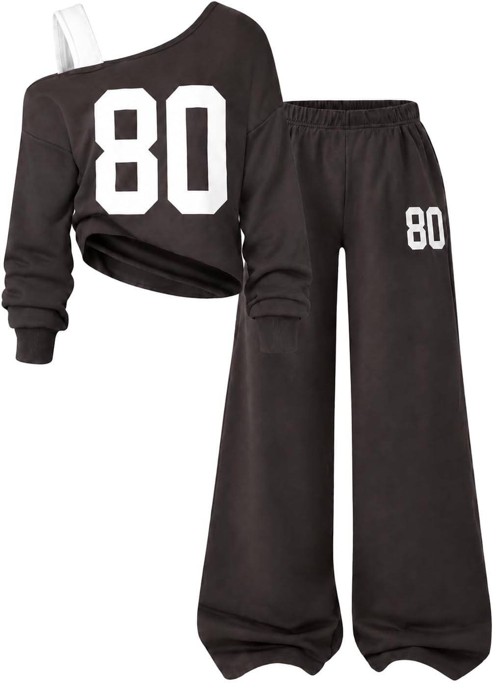 Tween Girls Clothes Off The Shoulder Sweatshirt and Wide Leg Sweatpants Sweatsuit Size 7-14
