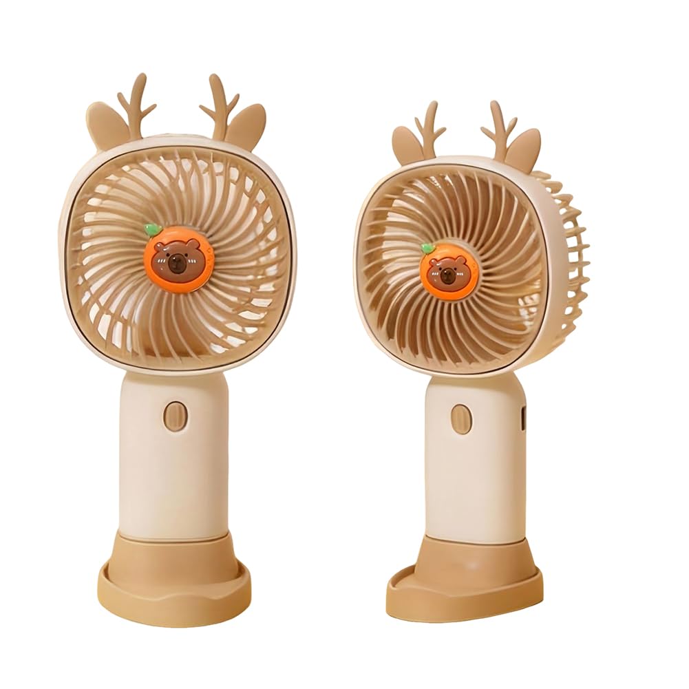 HATFRYF Capybara Mighty Handheld Fan, Powerful Portable USB Rechargeable Mini Fans, Poldable Desk Fans for Girls Women Kids Outdoor Travel Office Home Camping, Summer Gift-Drown