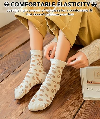 Image of IIG 3-5 Pairs Womens Super Thick Warm Winter Crew Socks Cute Fashion Knit Cozy Socks Gifts for Women